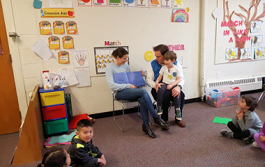 Parkside Preschool of Newton parents reading books to class